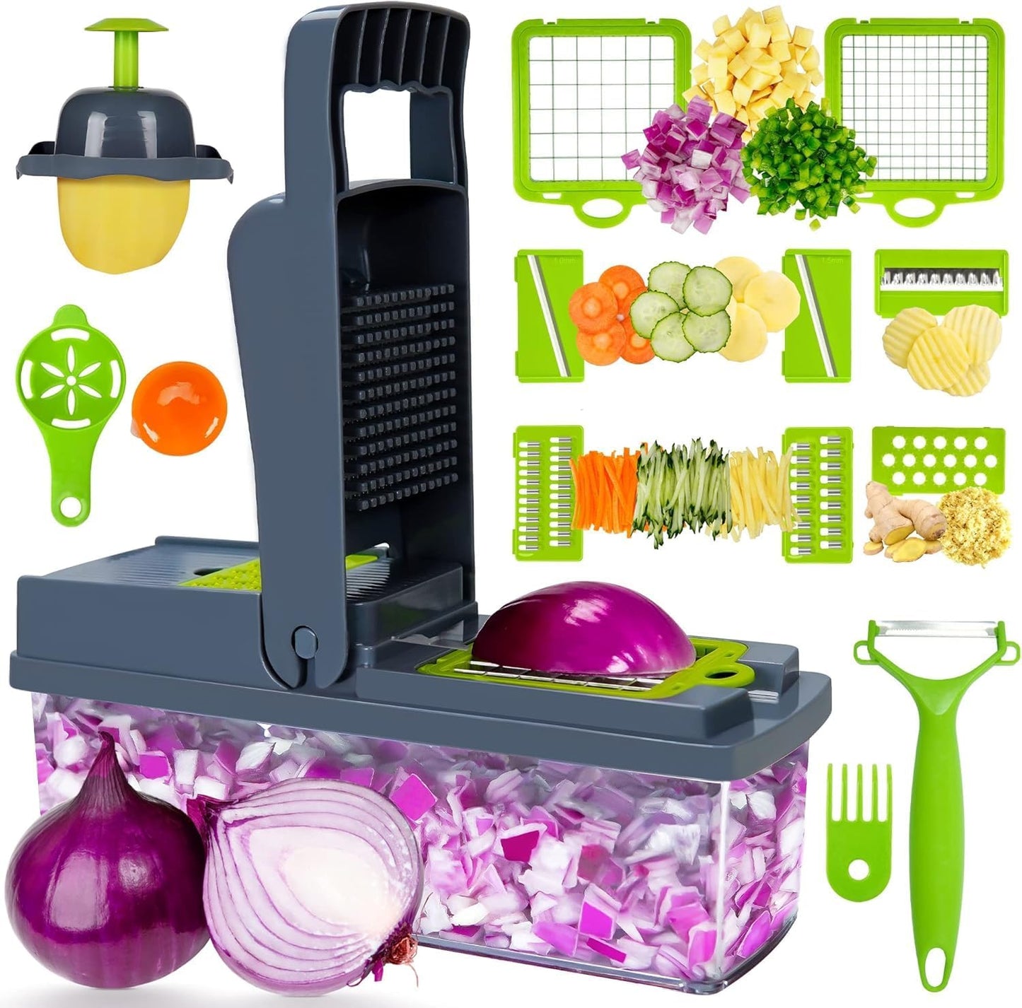 15 in 1 Vegetable Chopper and Food Chopper with Container