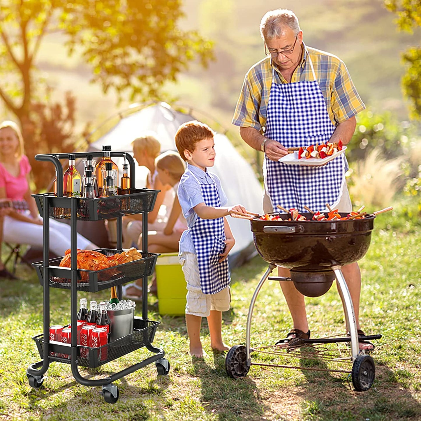 3-Tier Rolling Heavy Duty Utility Storage Cart on Wheels