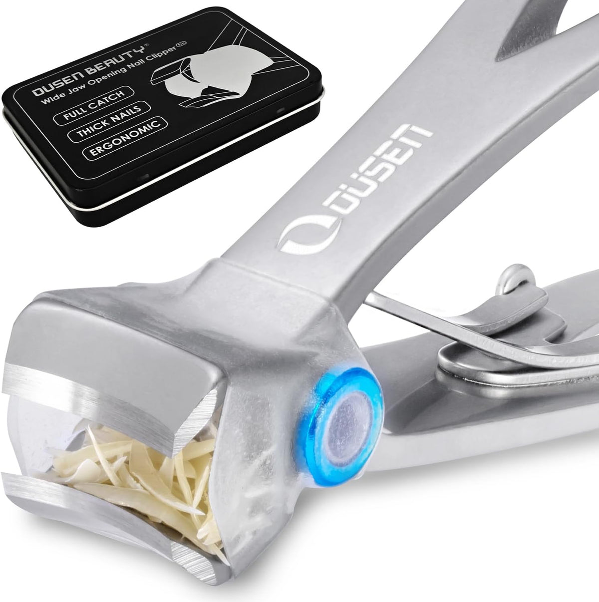 Nail Clippers with Catcher - anti Splash Wide Jaw Opening Thick Toenail Clippers for Seniors | Self-Collecting Fingernail Cutter Heavy Duty Toe Nail Clippers for Men&Women | Silver | L&S
