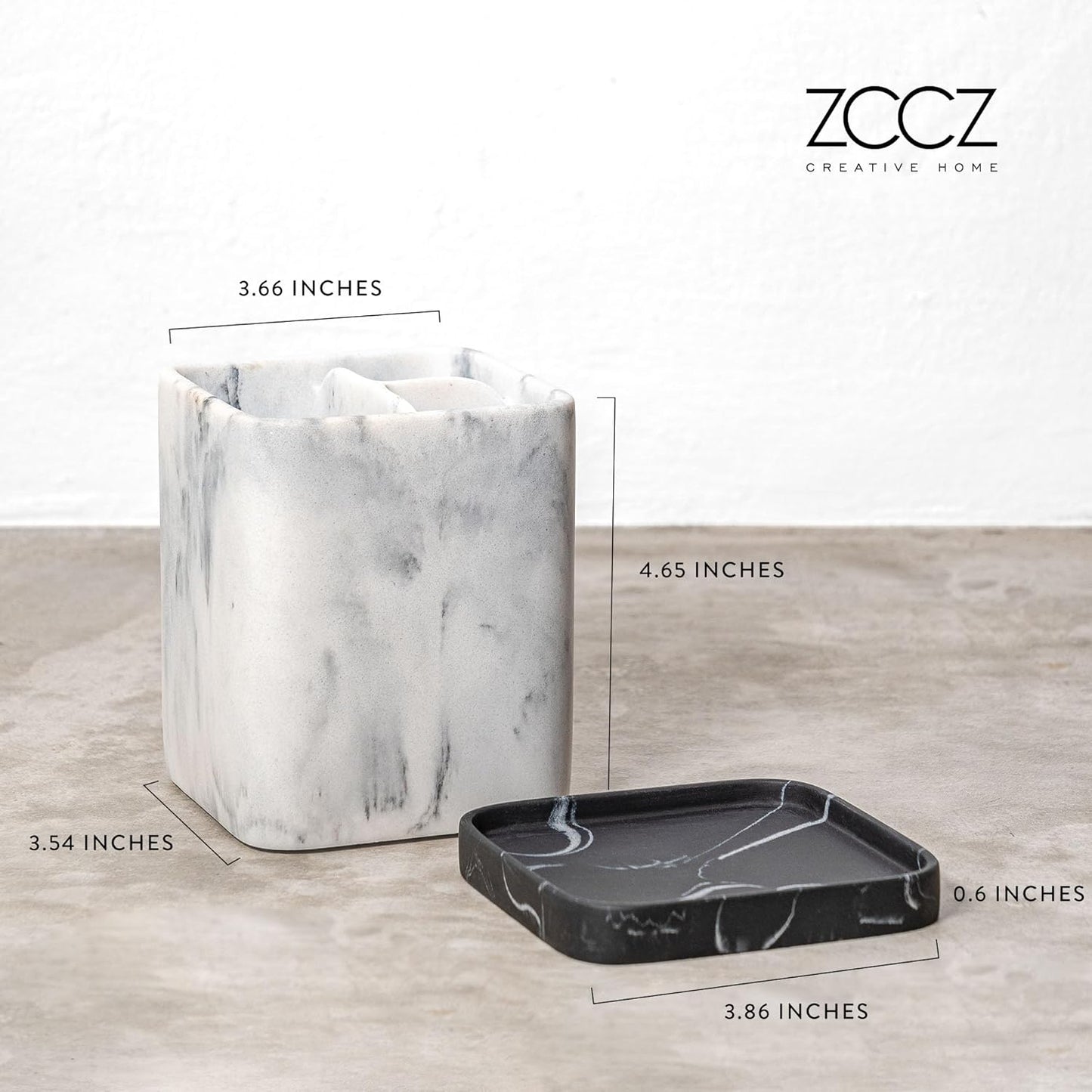 Marble Look Toothbrush Holder Organizer with Detachable Tray