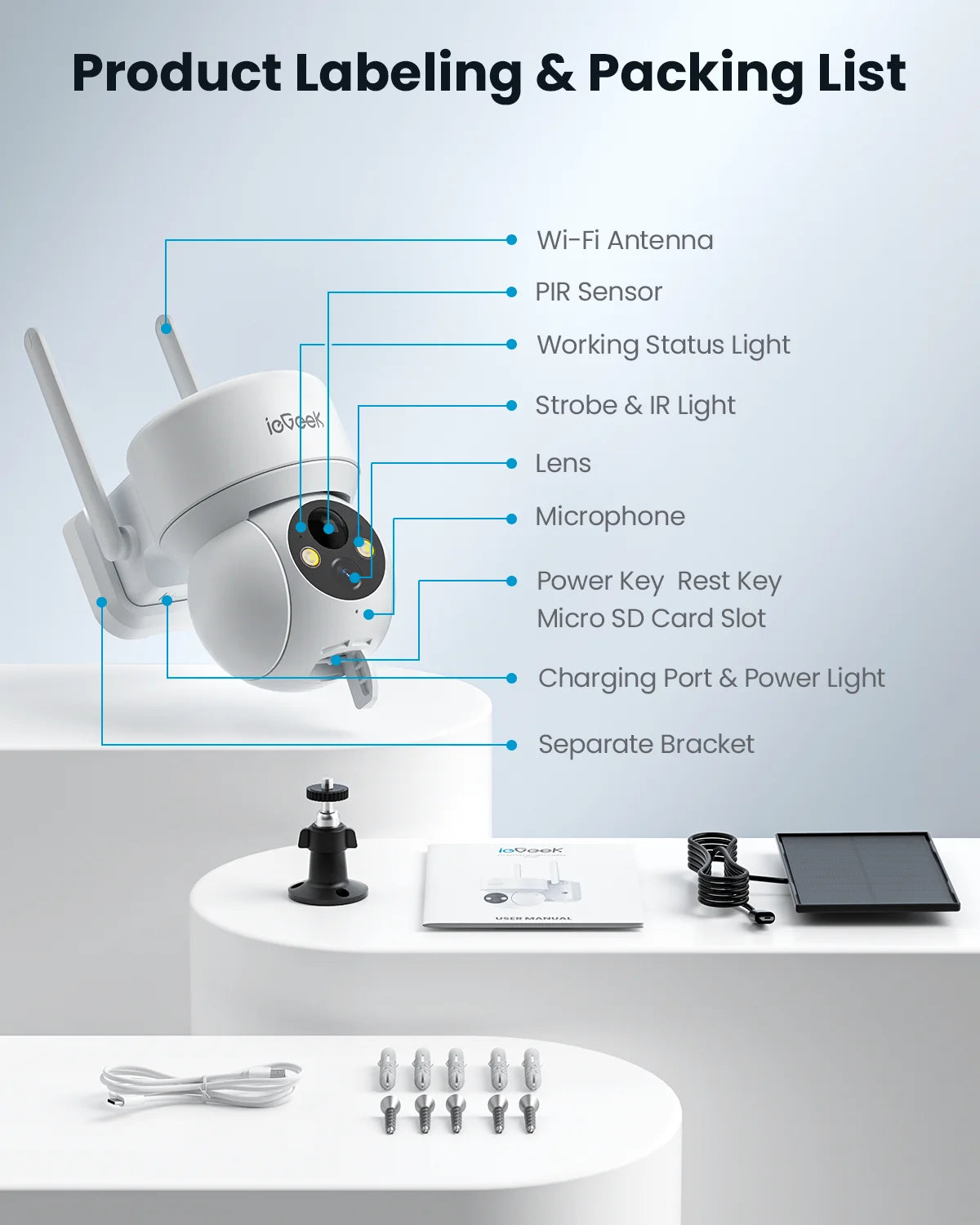 Wireless Solar Security Camera, Color Night Vision, Motion Sensor