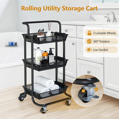 3-Tier Rolling Heavy Duty Utility Storage Cart on Wheels
