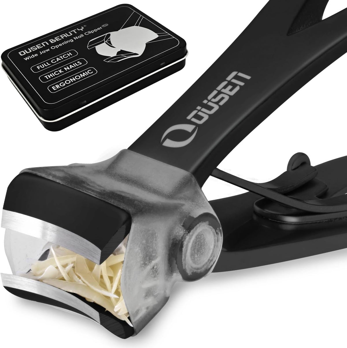Nail Clippers with Catcher - anti Splash Wide Jaw Opening Thick Toenail Clippers for Seniors | Self-Collecting Fingernail Cutter Heavy Duty Toe Nail Clippers for Men&Women | Silver | L&S