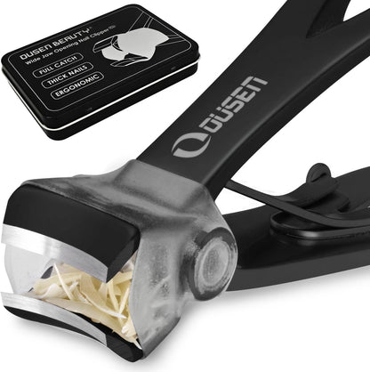 Nail Clippers with Catcher - anti Splash Wide Jaw Opening Thick Toenail Clippers for Seniors | Self-Collecting Fingernail Cutter Heavy Duty Toe Nail Clippers for Men&Women | Silver | L&S