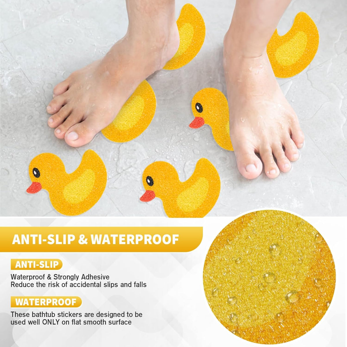 20 PCS Non Slip Bathtub Stickers, Cute Duck Creature Shower Stickers for Kids, Bathtub Non Slip and Adhesive Decals Scraper for Safety Bathroom Tubs, Shower Floor, Stairs