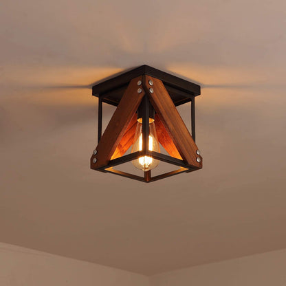 Rustic Industrial Flush Mount Ceiling Light