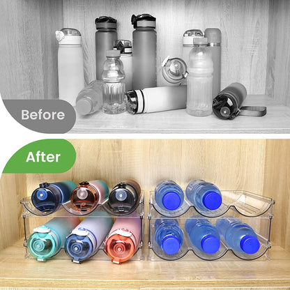 Stackable Water Bottle Organizer for Cabinet – 2-Pack Stackable Storage Rack.