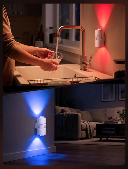 Rechargeable Motion Sensor Night Light - Color Changing LED Wall with Magnetic Adhesive - Set of 2