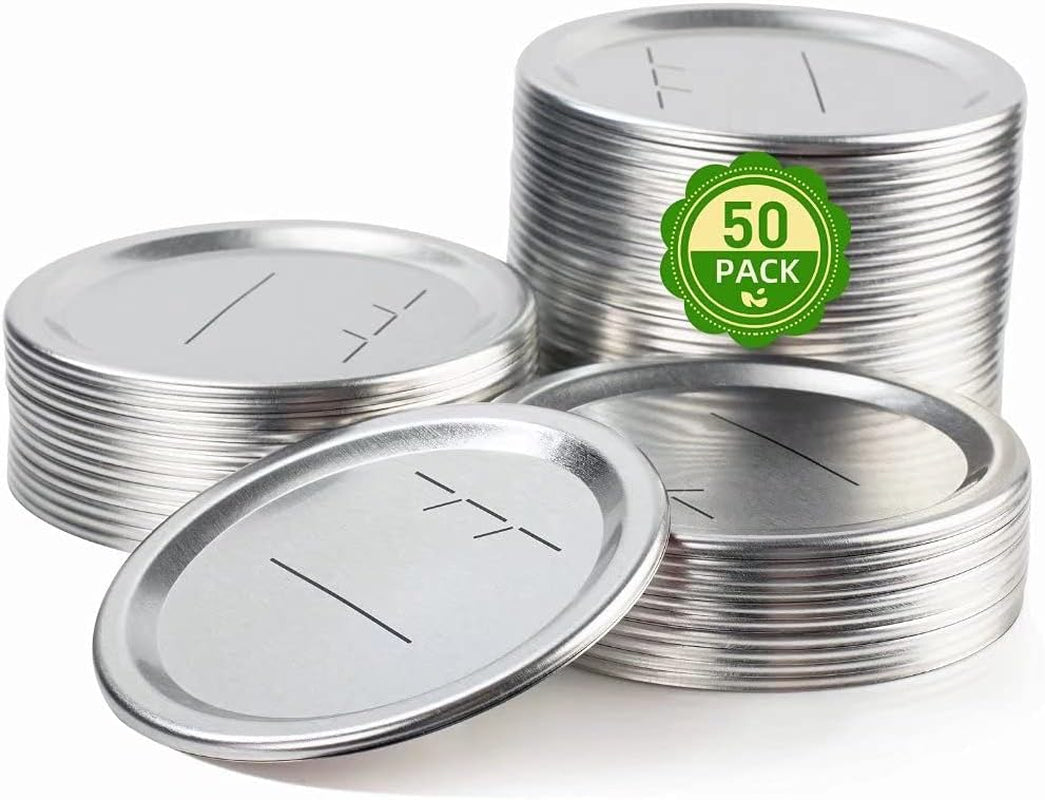 50-Count Regular Mouth Canning Lids for Ball, Kerr Jars, Wide Canning Lids 100% Fit Airtight, Leak Proof Rust-Proof