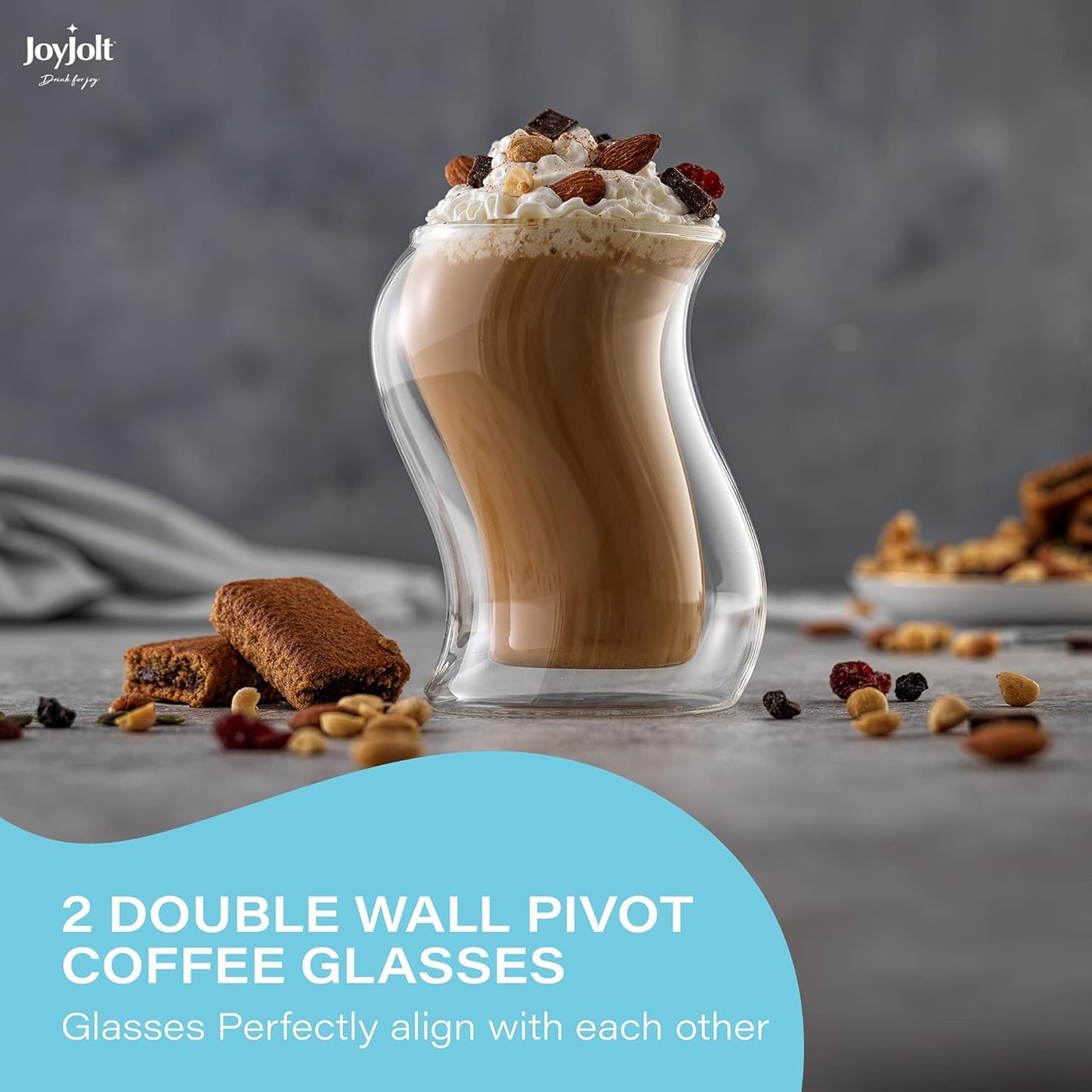 Pivot Double Insulated Tumblers - Set of 2 Exceptional Iced Coffee Tumbler, Elegant Bar Glasses for Coffee, Tea, or Cold Beverages for Hot Summers