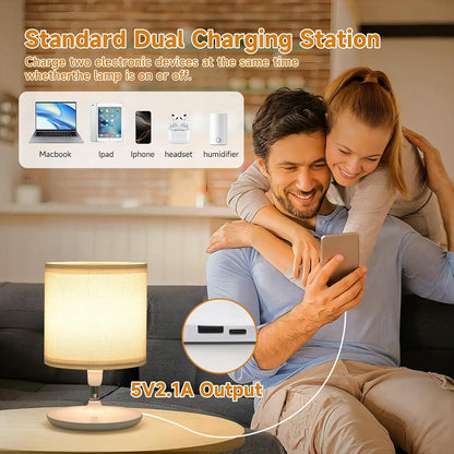 Dimmable Bedside Table Lamps, Set of 2 – USB-C Charging, Touch & Remote Control