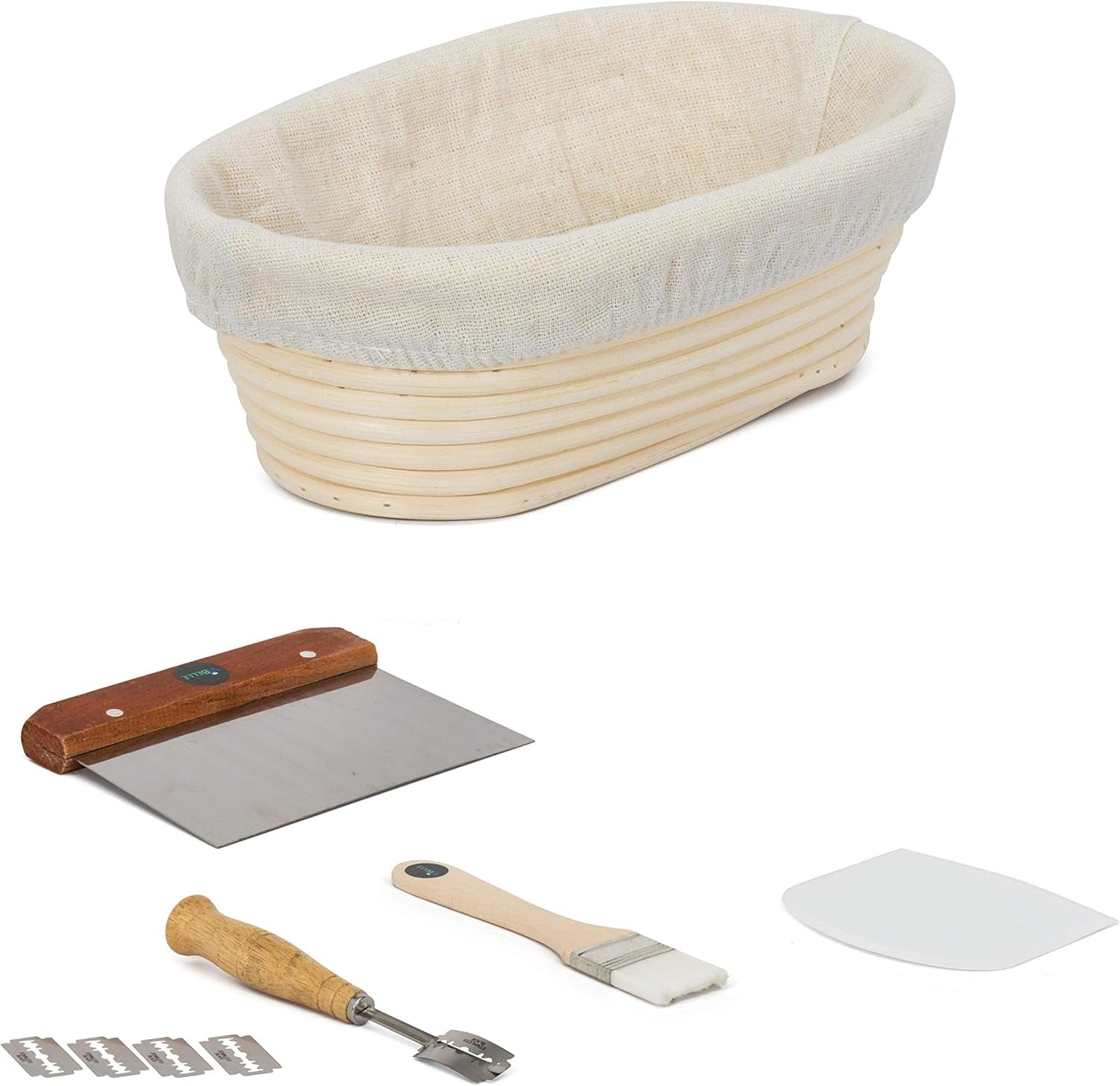 Oval Handmade Bread Proof Basket with Stencils for Professional & Home Bakers