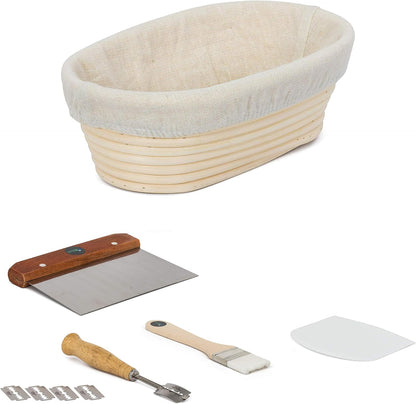 Oval Handmade Bread Proof Basket with Stencils for Professional & Home Bakers