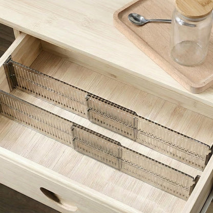 4 Pack Adjustable Expandable Drawer Dividers Organizers (2 Sets) Plastic Separators for Bedroom Bathroom Closet Kitchen Dresser