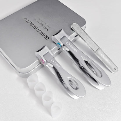 Nail Clippers with Catcher - anti Splash Wide Jaw Opening Thick Toenail Clippers for Seniors | Self-Collecting Fingernail Cutter Heavy Duty Toe Nail Clippers for Men&Women | Silver | L&S