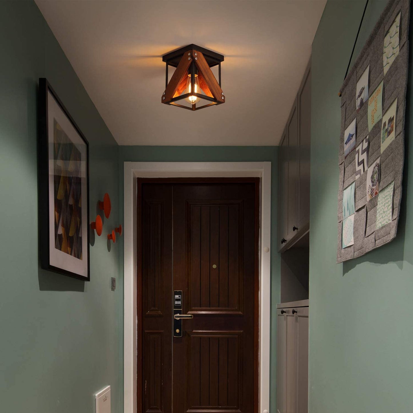 Rustic Industrial Flush Mount Ceiling Light