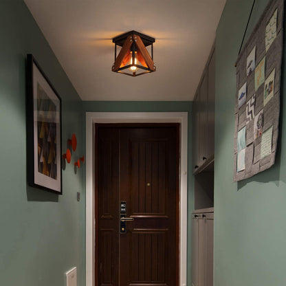 Rustic Industrial Flush Mount Ceiling Light