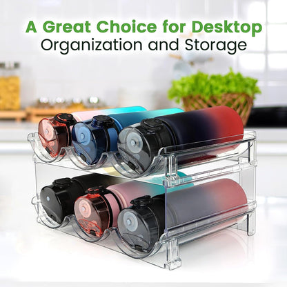 Stackable Water Bottle Organizer for Cabinet – 2-Pack Stackable Storage Rack.