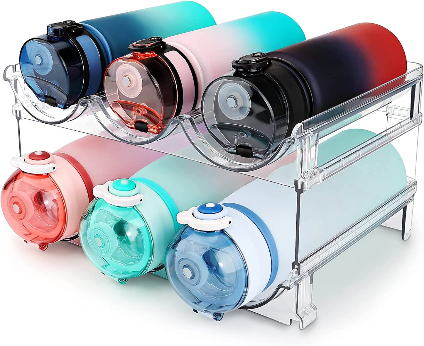 Stackable Water Bottle Organizer for Cabinet – 2-Pack Stackable Storage Rack.