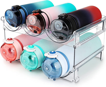 Stackable Water Bottle Organizer for Cabinet – 2-Pack Stackable Storage Rack.