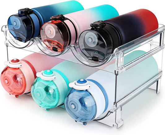 Stackable Water Bottle Organizer for Cabinet – 2-Pack Stackable Storage Rack.