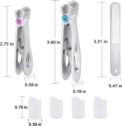 Nail Clippers with Catcher - anti Splash Wide Jaw Opening Thick Toenail Clippers for Seniors | Self-Collecting Fingernail Cutter Heavy Duty Toe Nail Clippers for Men&Women | Silver | L&S