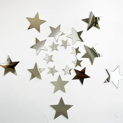 24Pcs Silver Hexagon Mirror Acrylic Wall Stickers with Adhesive Art Decal Satin Paper Baby Kids Bedroom Home DIY Decor Removable Stickers (Hexagon Silver)