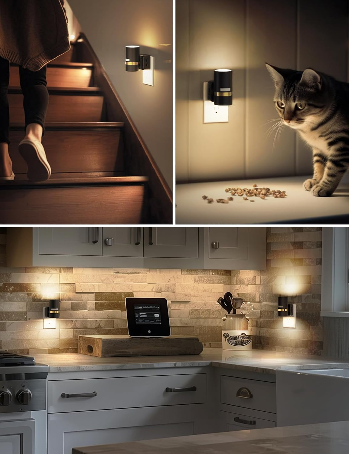 Motion Sensor Night Light with Adjustable Brightness - 2 Pack
