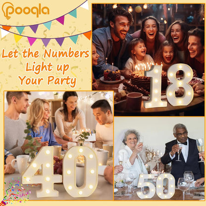 Decorative Led Light up Number Letters, Marquee Number Lights Sign Party Wedding Decor
