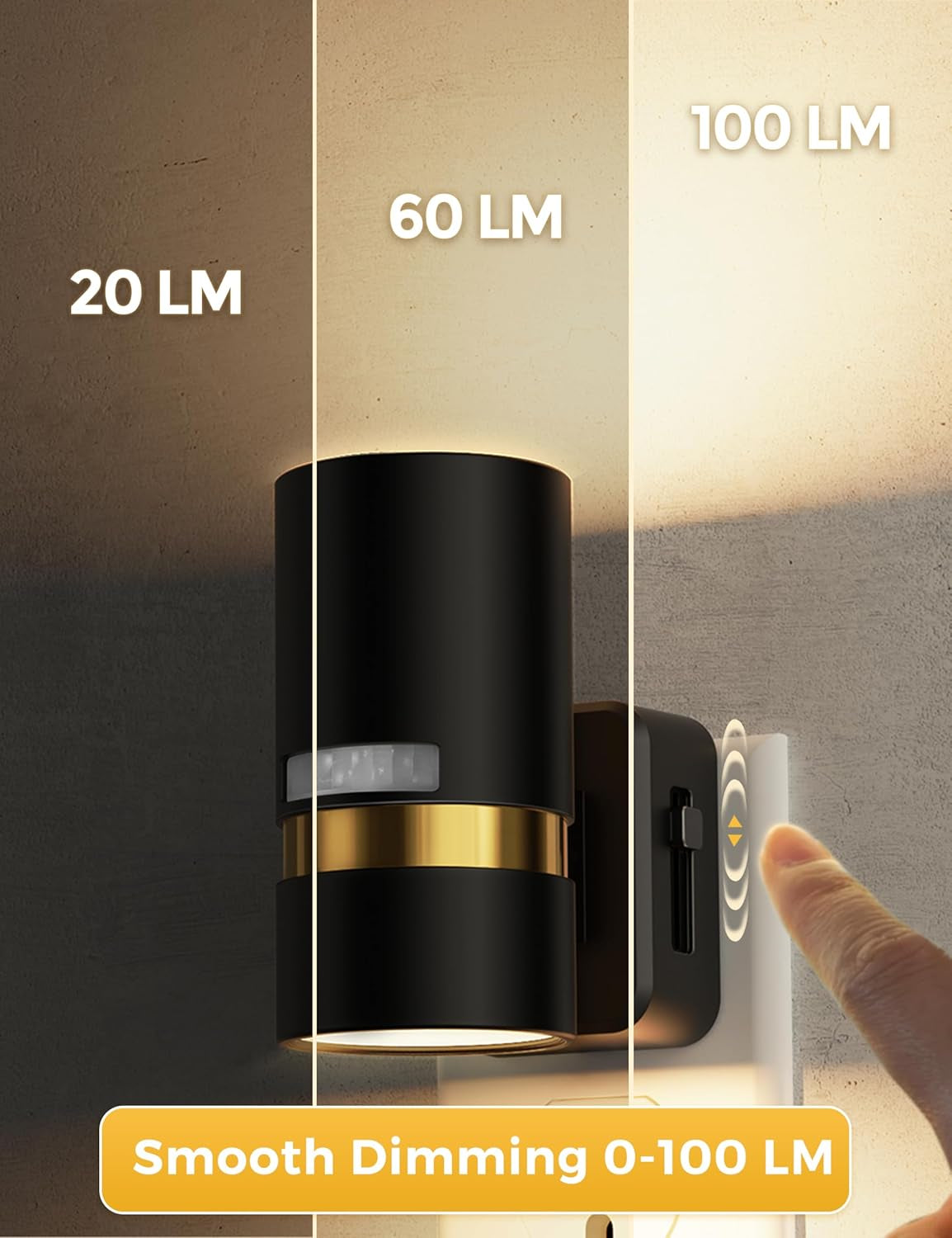 Motion Sensor Night Light with Adjustable Brightness - 2 Pack