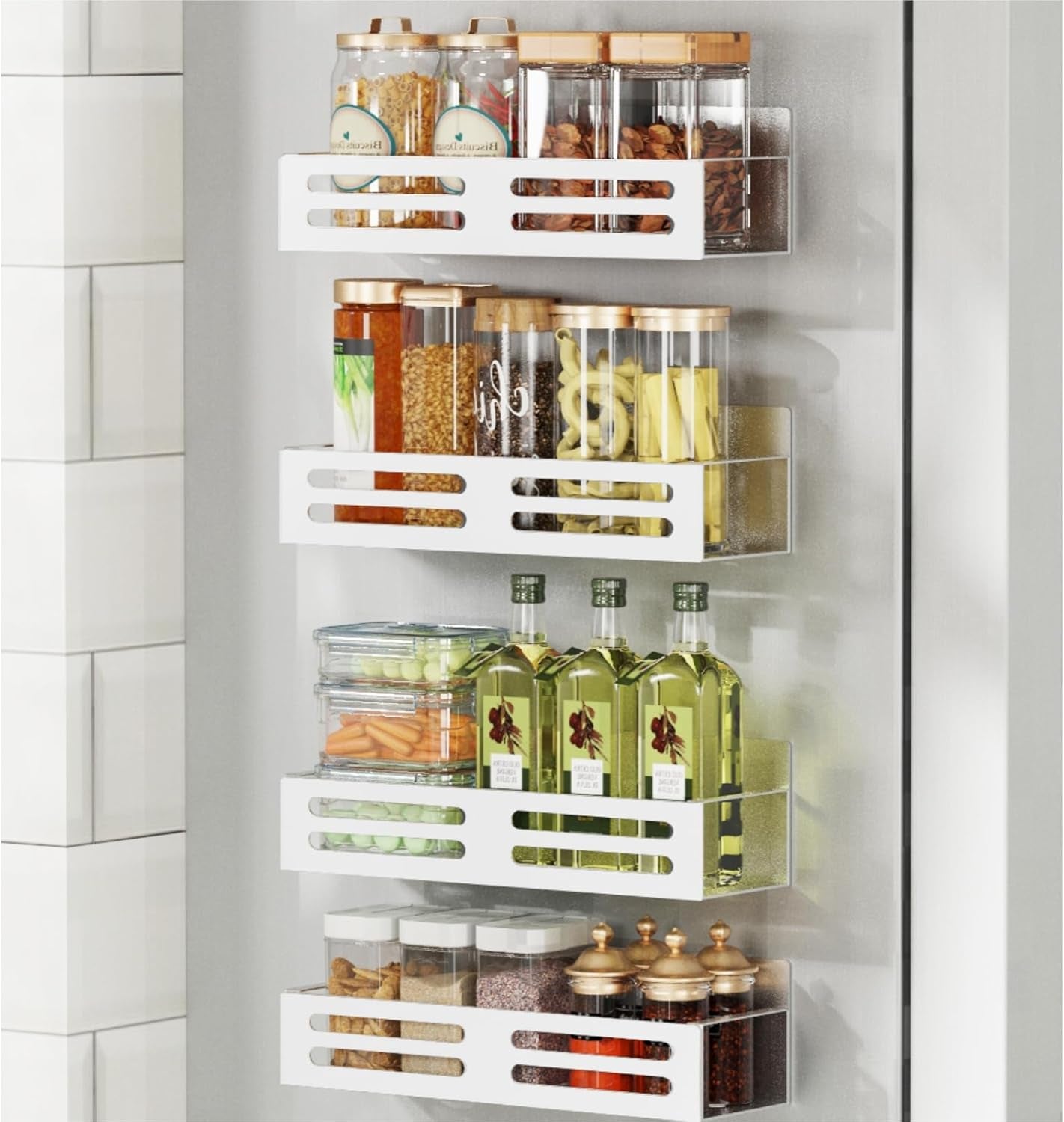Magnetic Spice Rack for Refrigerator 4Pack 