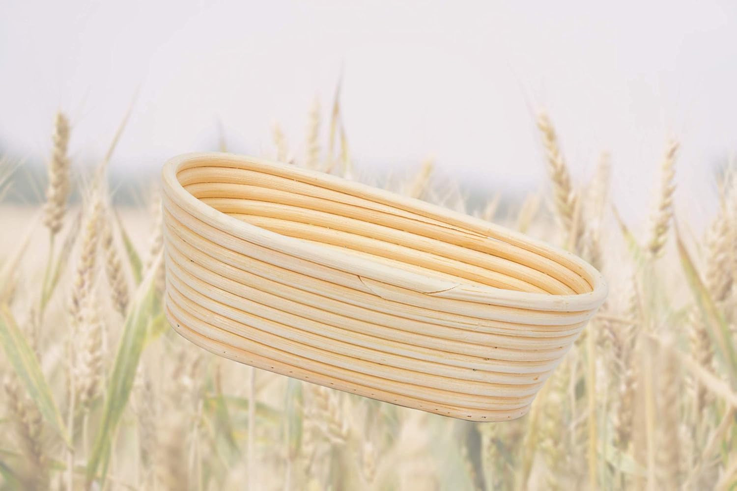 Oval Handmade Bread Proof Basket with Stencils for Professional & Home Bakers