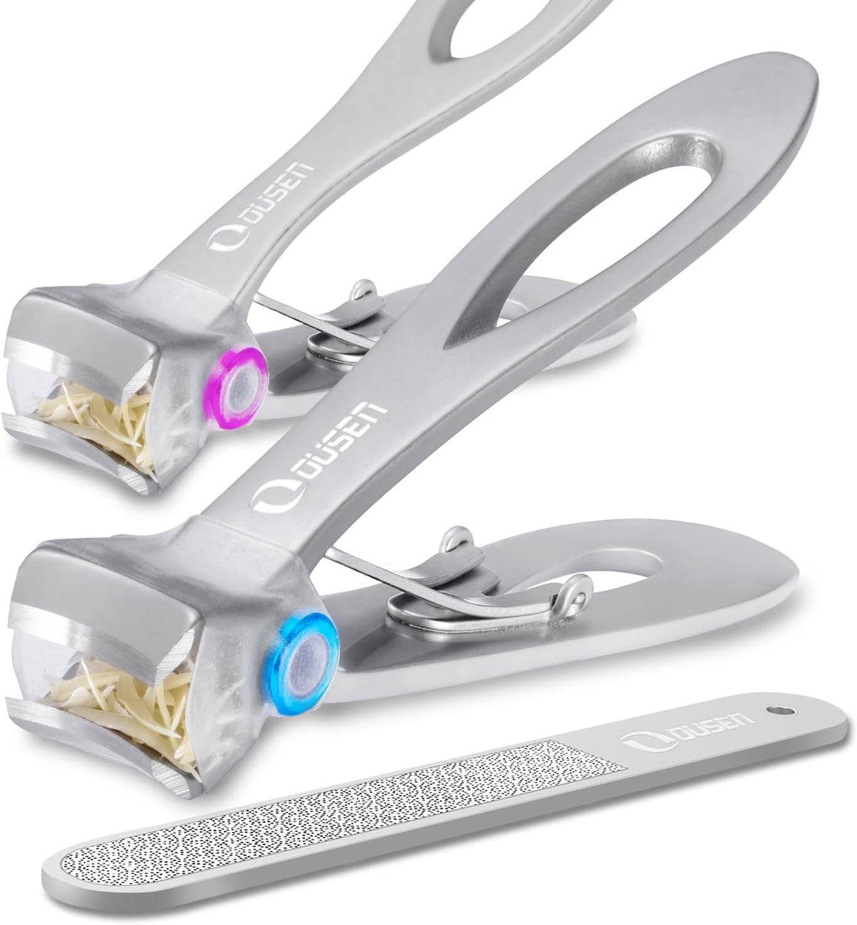 Nail Clippers with Catcher - anti Splash Wide Jaw Opening Thick Toenail Clippers for Seniors | Self-Collecting Fingernail Cutter Heavy Duty Toe Nail Clippers for Men&Women | Silver | L&S