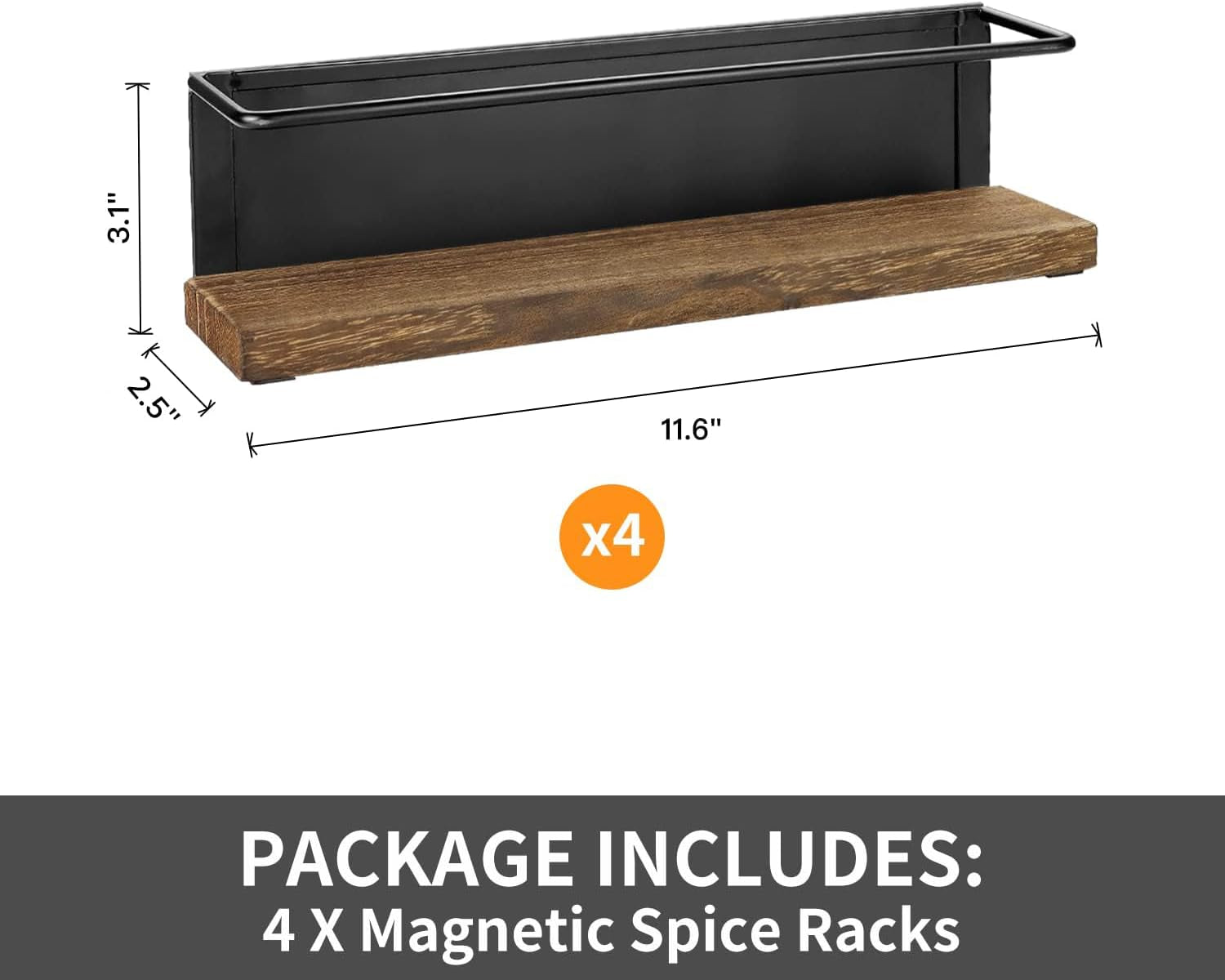 4 Pack Strong Magnetic Spice Rack Organizer 