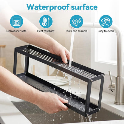 2 Tier Strong Magnetic Oven Shelf with 2 Anti-Slip Mats & 4 Hooks