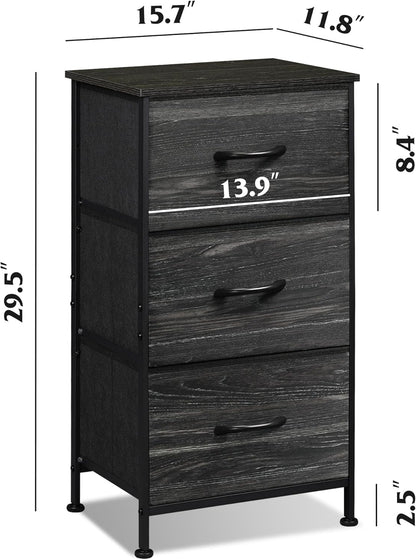 3 Drawer and 9 Drawer Dresser Set, Dresser for Bedroom, Closet, Hallway, Storage Organizer Unit, Dressers & Chests of Drawers with Fabric Bins, Charcoal Black Wood Grain Print