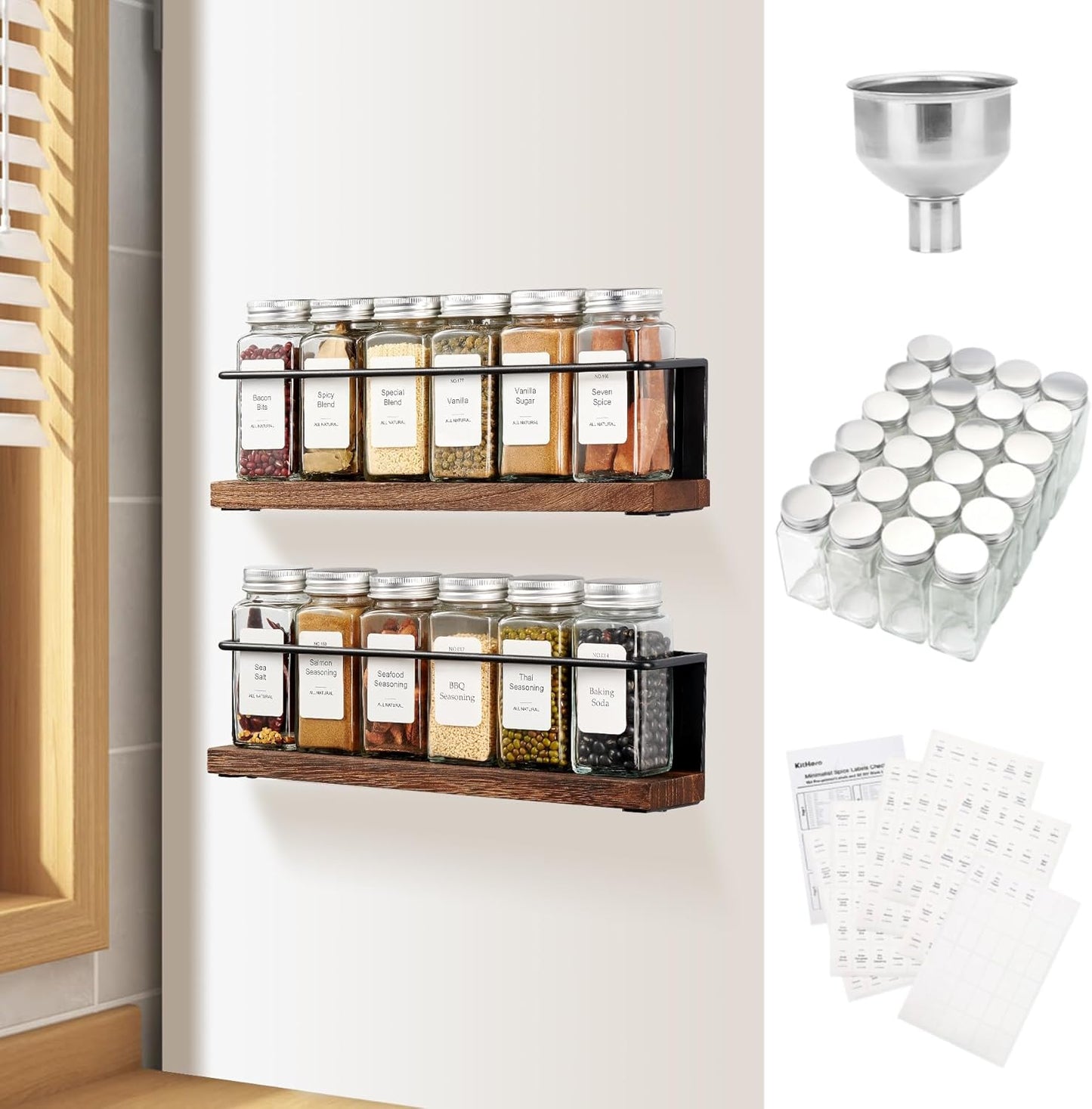 4 Pack Strong Magnetic Spice Rack Organizer 