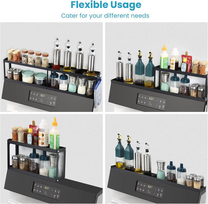 2 Tier Strong Magnetic Oven Shelf with 2 Anti-Slip Mats & 4 Hooks