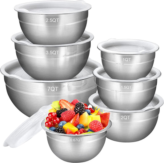 Stainless Steel Mixing Bowls Set with Lids