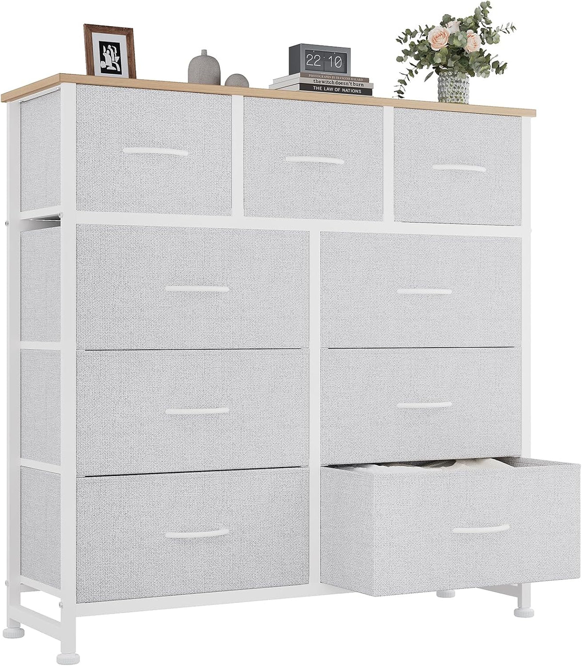 9 Drawers Storage Organizers Units, Closet Organizers and Storage for Clothes, Fabric Storage Drawer for Living Room, Chest of Dresser in 39.4" D X 11.8" W X 39.9" H, Grey