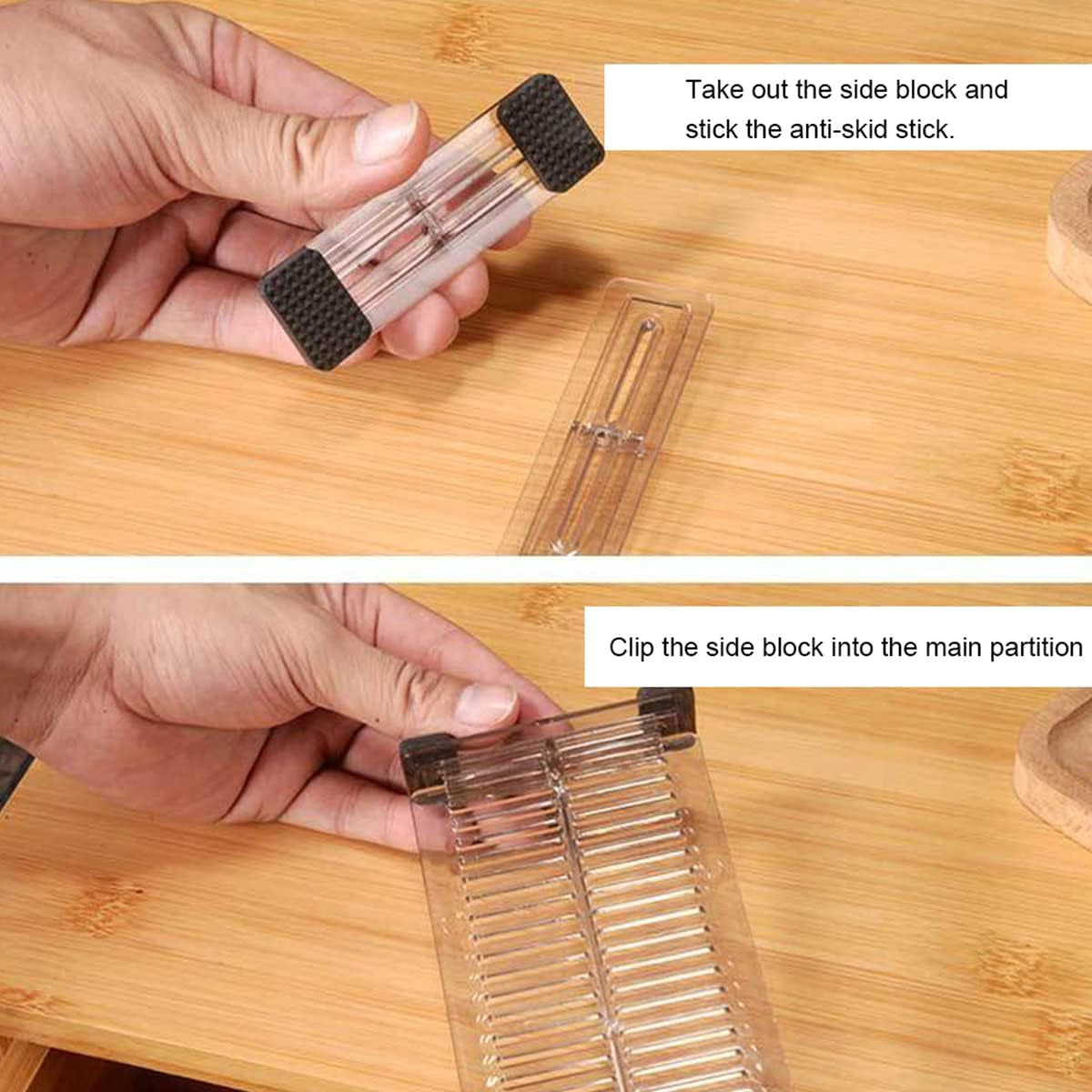 4 Pack Adjustable Expandable Drawer Dividers Organizers (2 Sets) Plastic Separators for Bedroom Bathroom Closet Kitchen Dresser