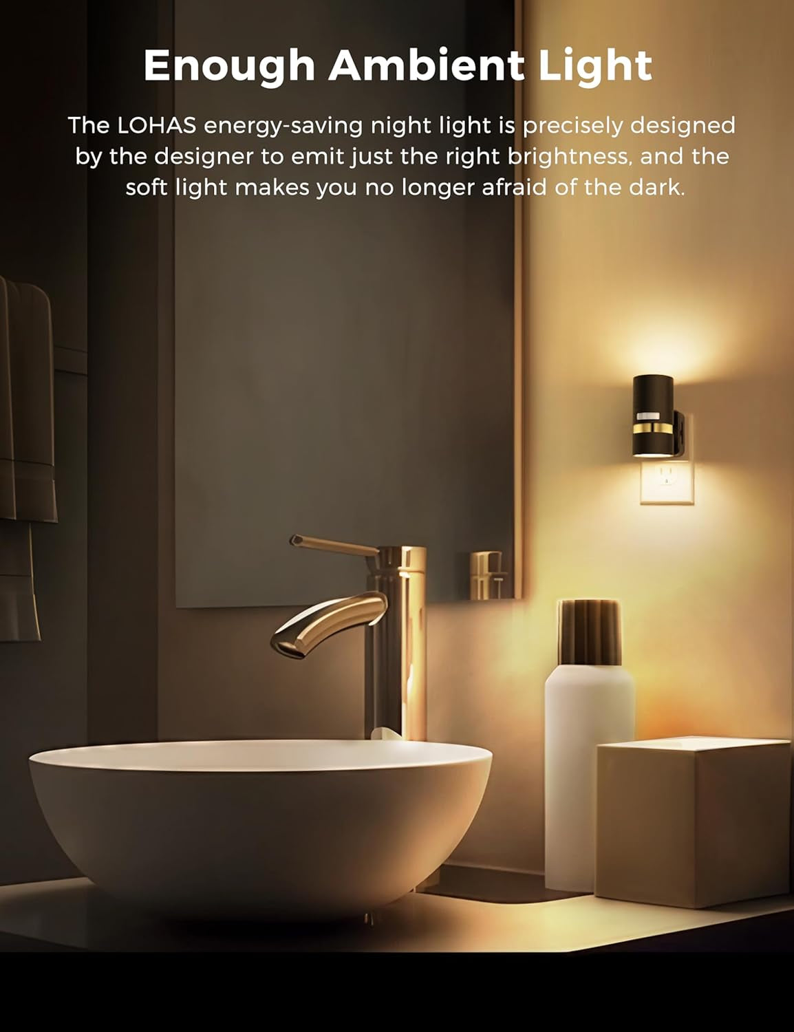 Motion Sensor Night Light with Adjustable Brightness - 2 Pack