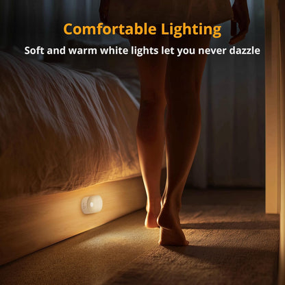 Rechargeable Motion Sensor Night Light (2-Pack), Portable Mini Warm White LED Stick-On Closet Light, Adjustable Brightness for Bathroom, Bedroom, Kitchen, Cabinet, Stairs