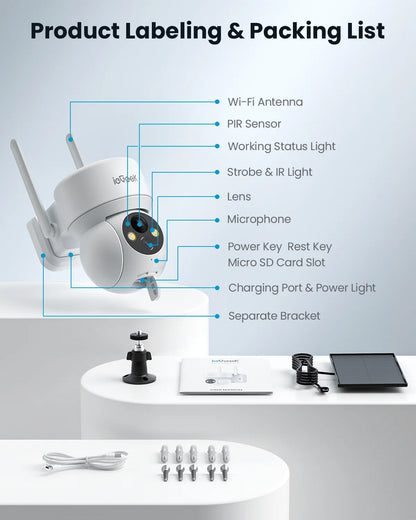 Wireless Solar Security Camera, Color Night Vision, Motion Sensor