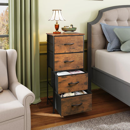 4 Drawer Dresser and 7 Drawer Dresser Set, Dresser for Bedroom, Closet, Hallway, Storage Dresser Organizer Unit, Dressers & Chests of Drawers with Fabric Bins, Rustic Brown Wood Grain Print