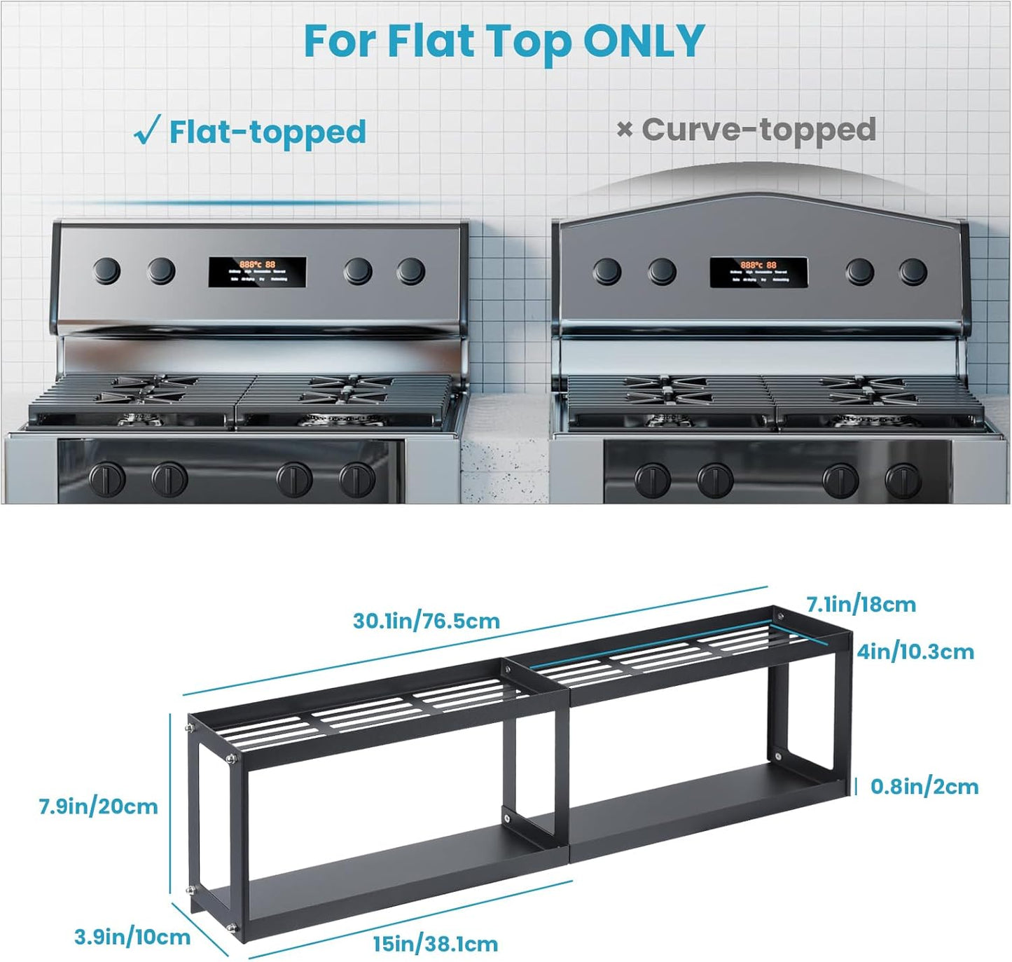 2 Tier Strong Magnetic Oven Shelf with 2 Anti-Slip Mats & 4 Hooks