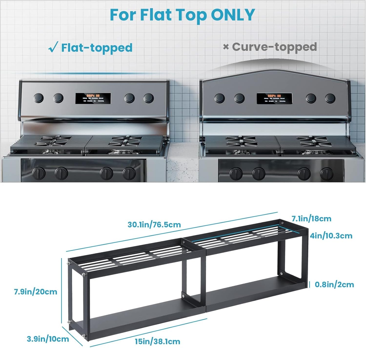 2 Tier Strong Magnetic Oven Shelf with 2 Anti-Slip Mats & 4 Hooks