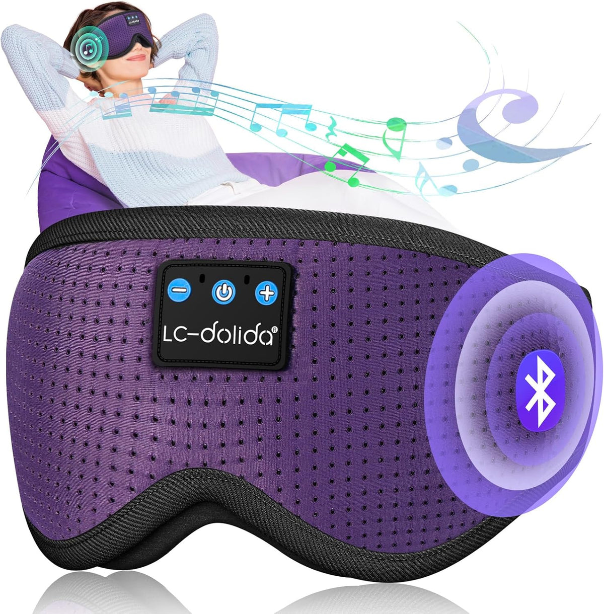 Sleep Mask with Bluetooth Headphones Bluetooth Sleep Mask Sleep Headphones,3D Eye Mask for Sleeping Mask Music Sleeping Headphones for Side Sleepers Meditation Gifts Gadgets for Men Women