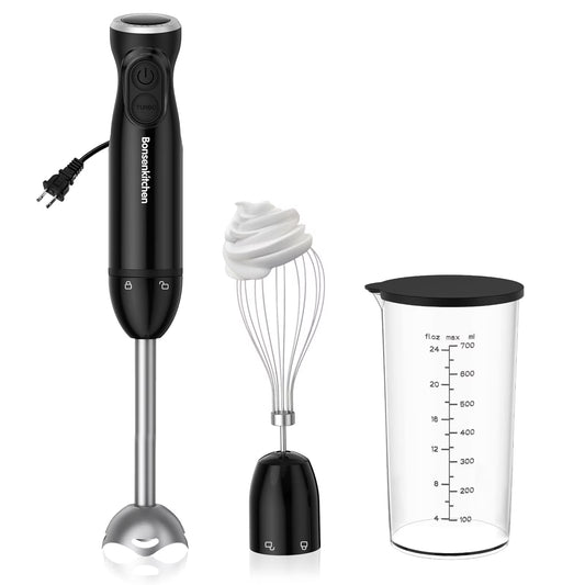 3 in 1 Immersion Blender with Egg Whisk, 12 Speed Hand Blender