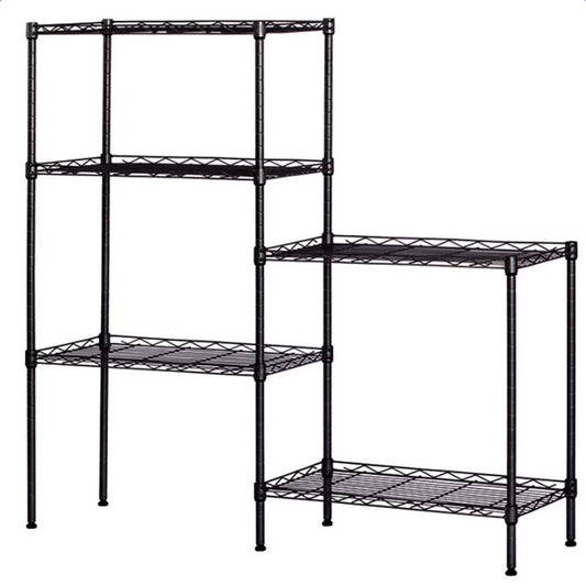 5-Tier Storage Rack, Black Storage Racks and Shelving, Adjustable 5-Shelf Shelving Storage Unit, Metal Organizer Wire Rack for Household, Hotel, Restaurant (21.25"Lx 11.42"W X 59.06"H)